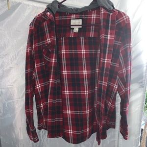 Plaid jacket with hood